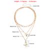 Fantastic light luxury trend multi-layer back chain micro-diamond fritillary butterfly pendant necklace