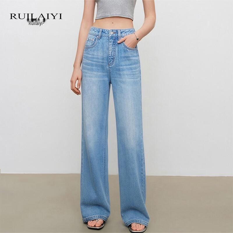

Women s Tencel Blend Straight-Leg Denim Pants L