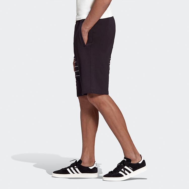 Adidas Originals Trefoil Big Logo Print Sports Shorts Men Bottoms Black GE0821