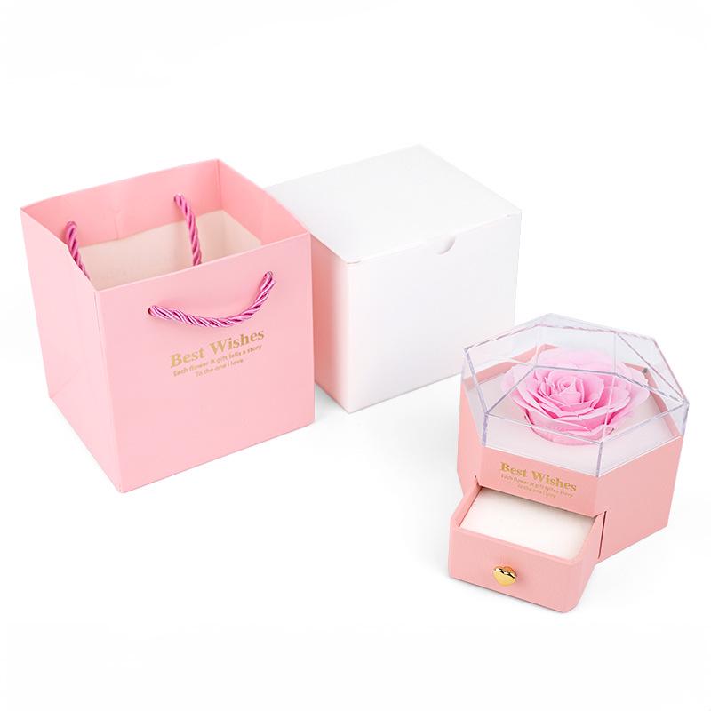 

Preserved Rose Acrylic Jewelry Box with Drawer