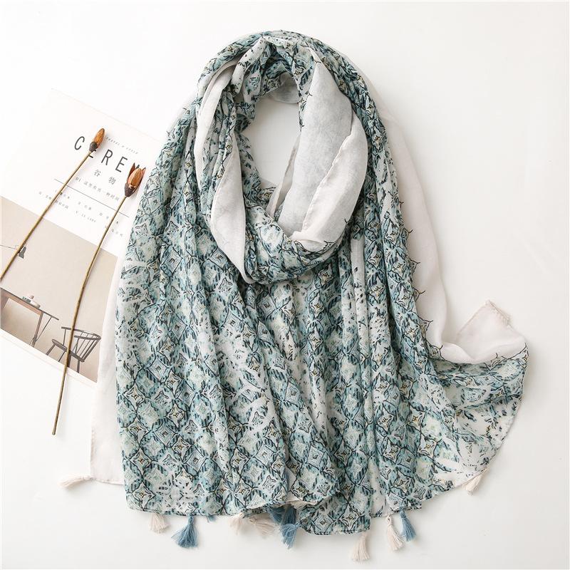 New Fashion Million Polka Floral Fringe Viscose Shawl Scarf Lady High Quality Wrap Headband Bufandas Muslim Hijab Sjaal 180*90Cm