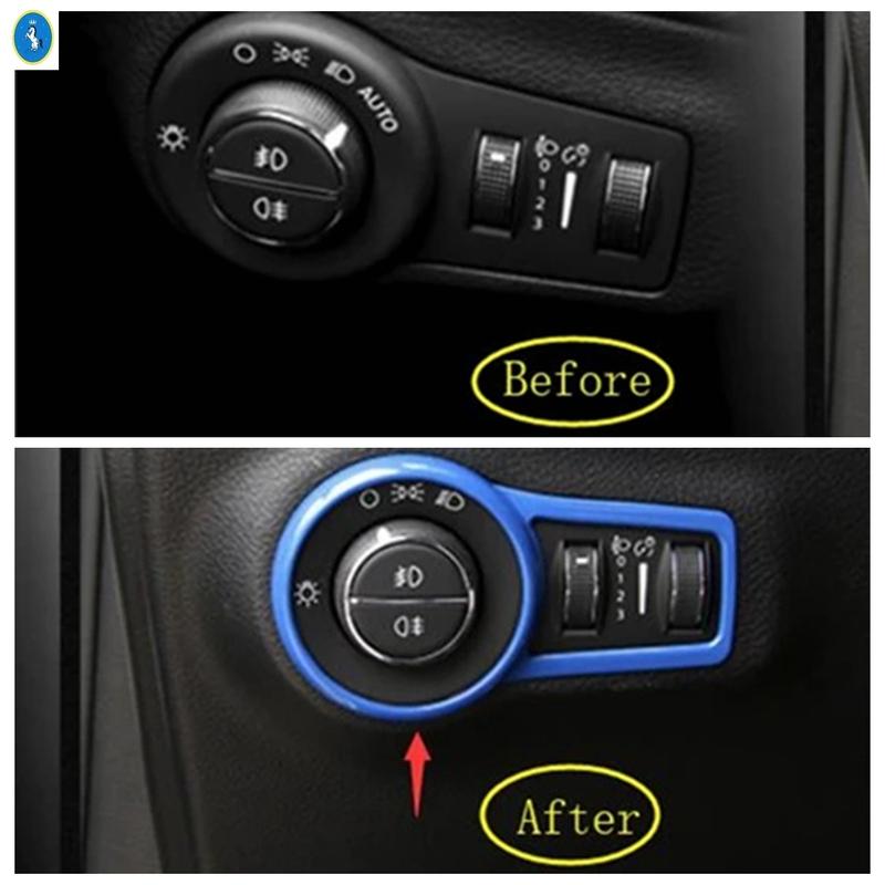 Auto Front Scheinwerfer Lampe Schalter Knopf Abdeckung Zierleiste Passend für Jeep Compass Linkslenker 2017 - ABS Innenraum Zubehör