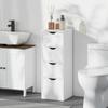 4-Drawer Bathroom Cabinet, Freestanding Narrow Storage Cabinet with Groove Handles for Small Spaces, White