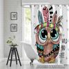 Rideau de douche Hibou Lunaire Forêt Enchantée Oiseau Fleur Papillon Fantaisie Fée Arbre Lanternes Ciel Nocturne Décoration Salle de Bain Ensembles