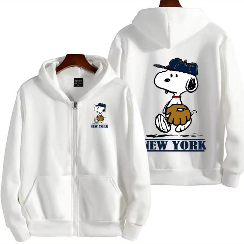 Anime Snoopy Zip-Up Hoodie - Cute Digital Print Sweatshirt