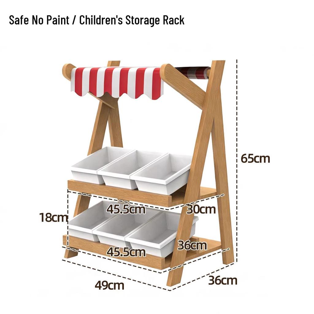 Children's Solid Wood Beech Storage Rack and Picture Book Shelf for Kindergarten