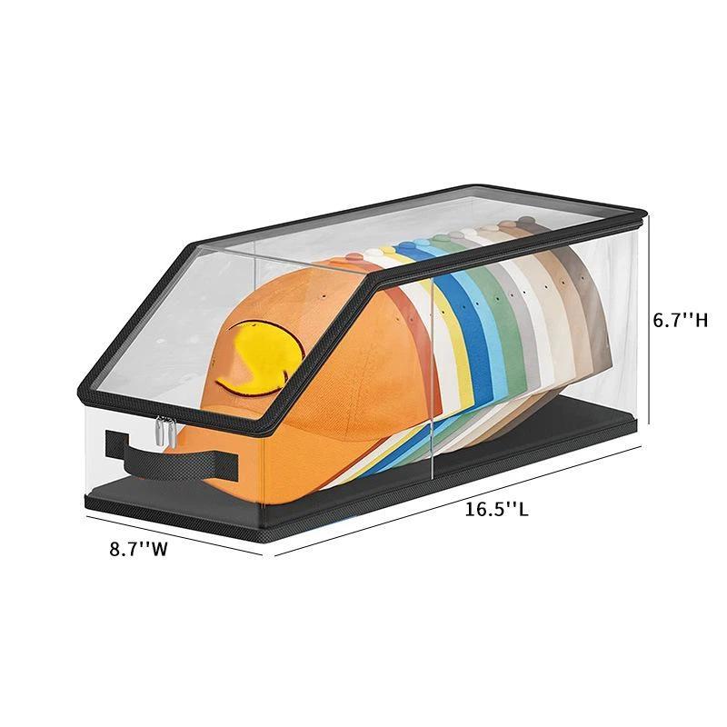 Transparent Baseball Hat Storage Box, Holds 12 Hats, Stackable And Foldable, Cap Organizer Storage, Dustproof Storage Box 1Pcs