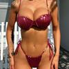2024 European & American Sexy Push-Up Split Swimsuit with Steel Underwire & Metal Hard Cup - Bikini 1578G