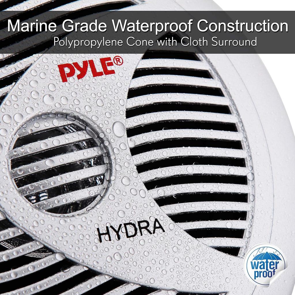 Pyle 6.5” Dual Marine Speakers - 2 Way Waterproof and Weather Resistant Outdoor Audio Stereo Sound System with 150 Watt Power, Polypropylene Cone