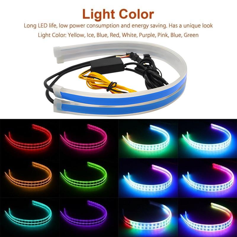 Daytime Running Lights Car LED DRL Lamp Strip DRL Decorative Light Auto Headlight Turn Signal Light RGB With Remote App Control Dome Lights 6