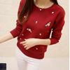 Weibliche Stickerei Floral Strickpullover Frauen Winter Pullover Top