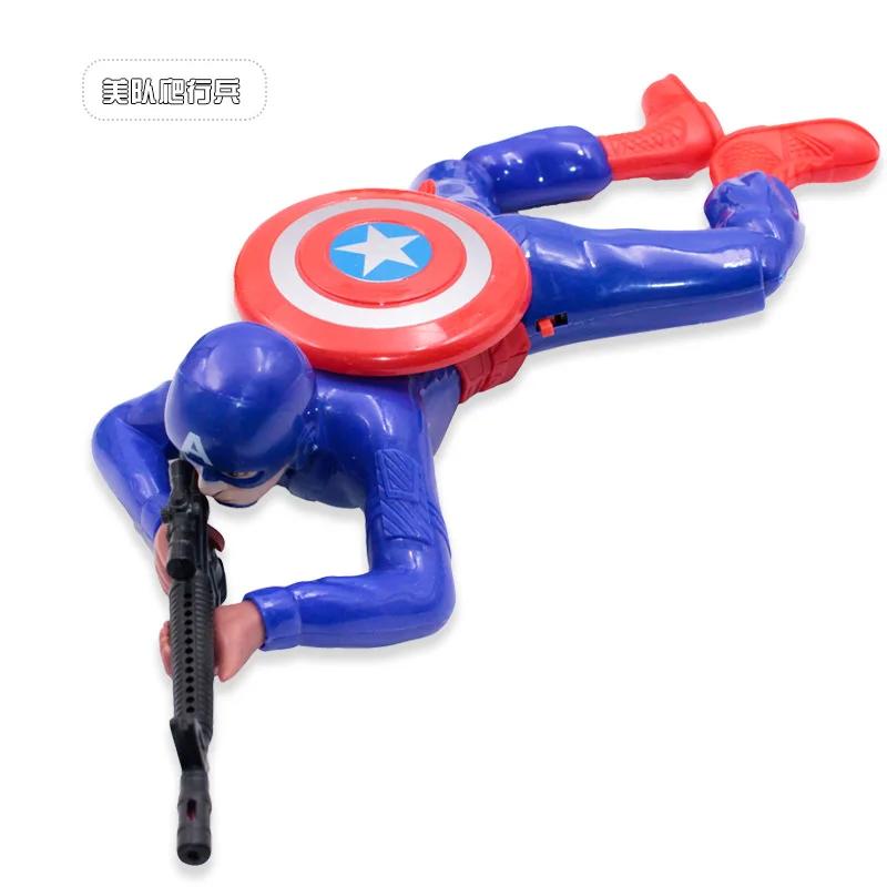 Marvel Peripherie Krabbelspielzeug Spider-Man Captain America Hulk Mit Pistole Krabbelmodell Mit Lichtern Kinder-Krabbelspielzeug