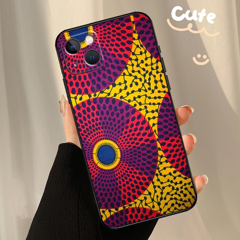 African Fabric Print Phone Case For iPhone 17 Air 12 13 Mini 11 14 15 16 Pro Max Plus 16e 17 Pro Max Back Cover