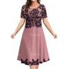 Damen Sommerkleider Vintage Bedruckt Mode Kurzarm Rundhals Kleider