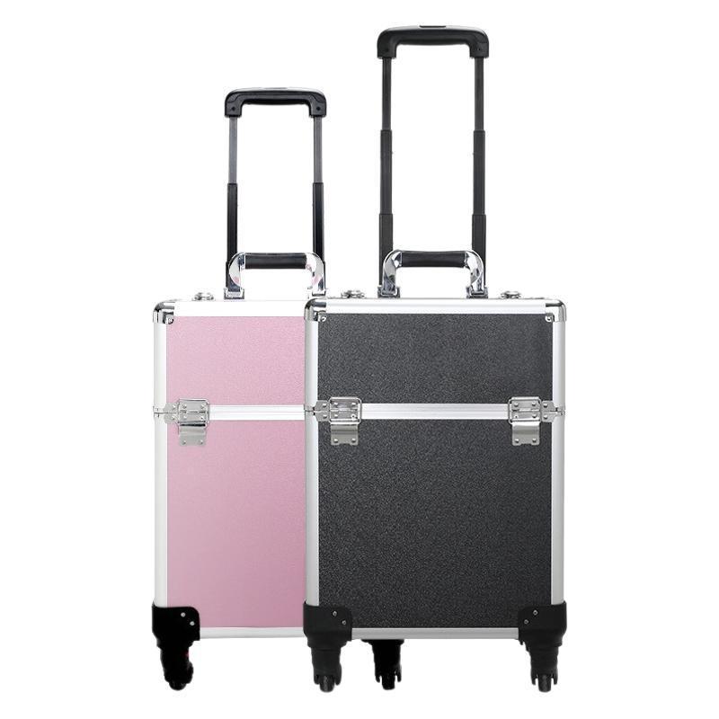 Professional Makeup Artist Trolley Case: Large Capacity Storage with Lock for Makeup, Nail, and Tattoo Tools.