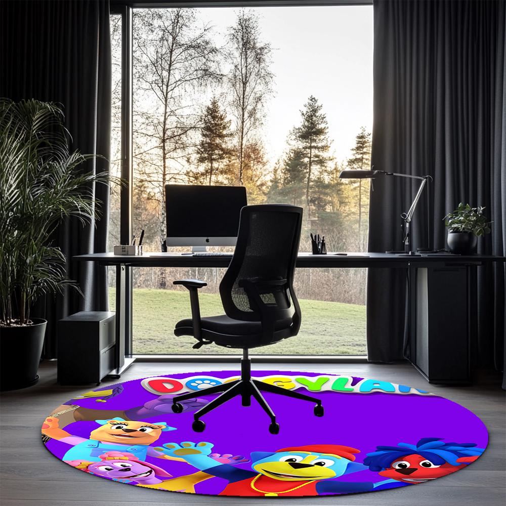 Doggyland Bedruckter Runder Teppich Teppich Stuhlteppich Bereichsteppich Eingang Fußmatten, für Bürostuhl Wohnzimmer Schlafzimmer Küchenraum.