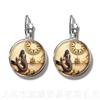 Mermaid Pattern Earrings New Fashion Round Glass Mermaid Murano 16mm Glass Dome Silver Plated Stud Earrings For Women