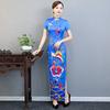 Long cheongsam women's autumn new enlarged and fattened slim dress banquet performance dress Hanfu large size