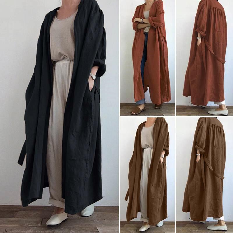 Cotton Long Cardigan Women's Autumn Blouse Casual Long Sleeve Coats Female Solid Blusas Tunic