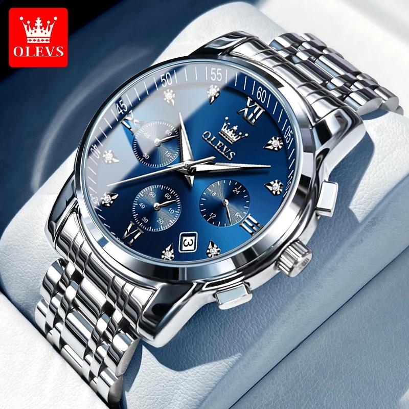 OLEVS 2858 Men Wrist Watch Band  Logo Custom Watch Cool Date Analog Quartz Display with Stainless Steel Strap Men Watch 2026