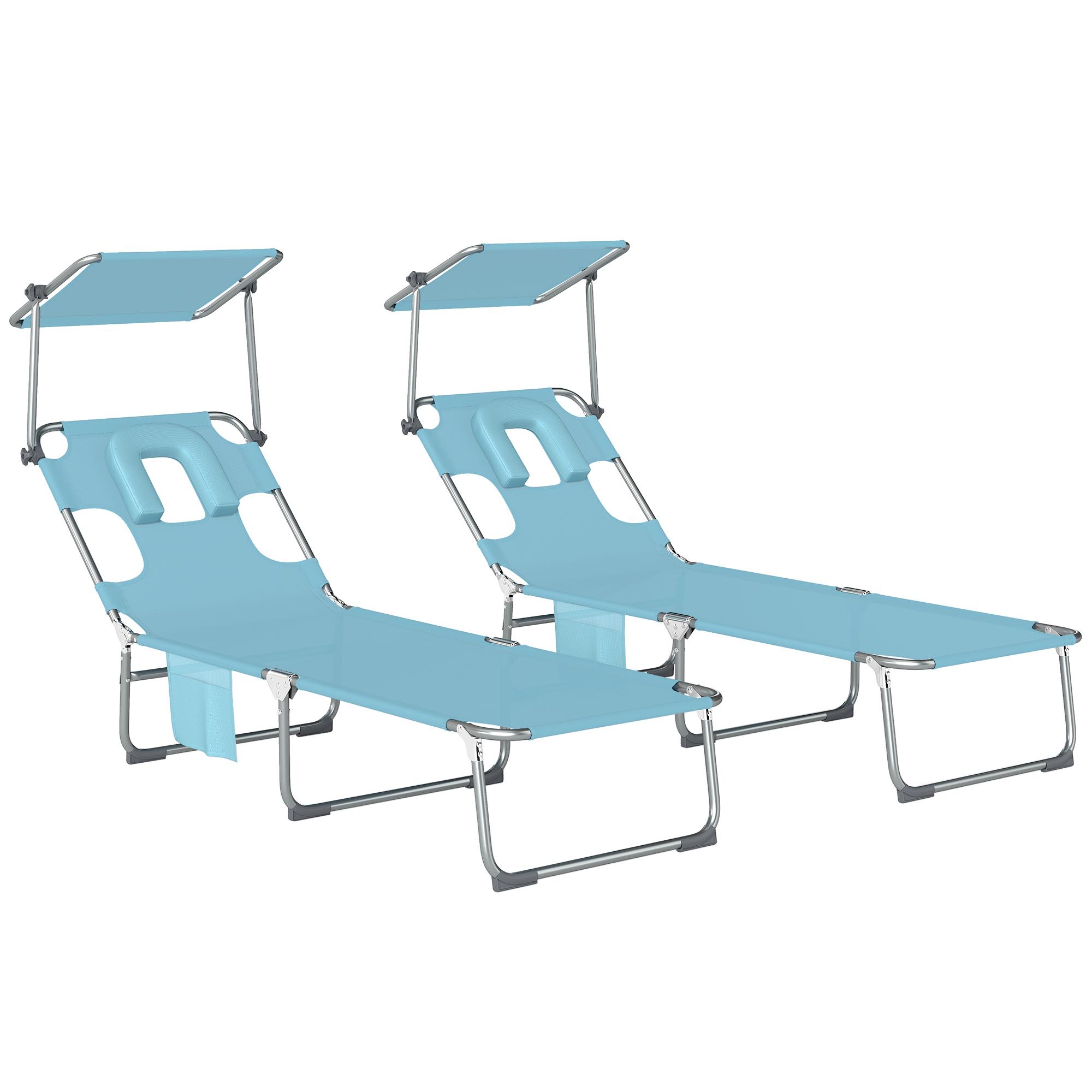 Set of 2 Folding Reclining Loungers