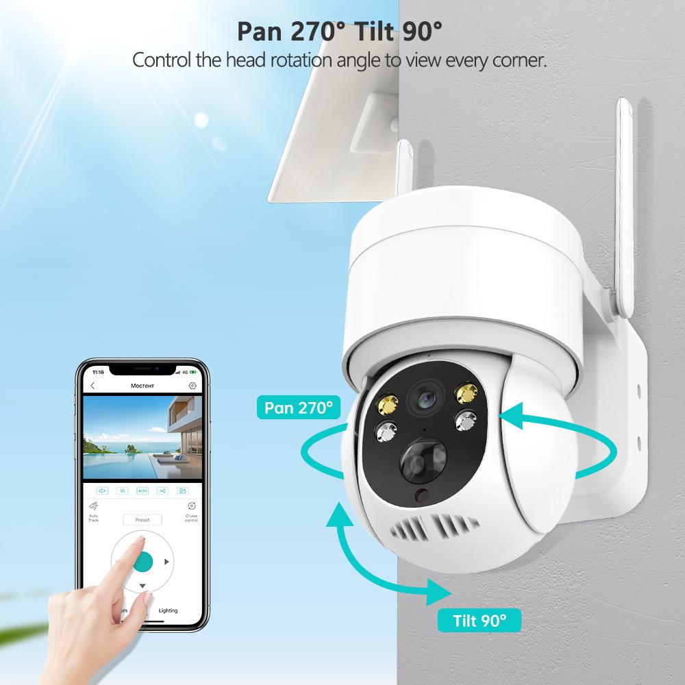 iCSee Solar-Powered PTZ Wireless Security Camera with Battery Monitor