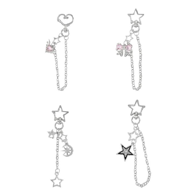 Stylish Keychain Multifunctional Metal Key Rings Devil Heart/Moon Star/Bowknot Keyring Pendant for Daily Use and Parties