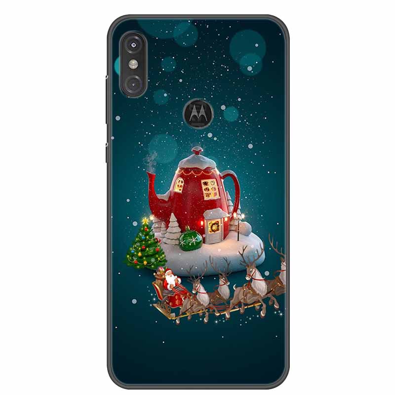 For Moto One Vision Case Luxury Silicone TPU Soft Cover Phone Case For Motorola Moto One Action Macro Shockproof Christmas Coque