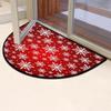 Christmas Snowflake Half Round Door mat Xmas Red Cute Semi Circle Area Rug Non-Slip Soft Washable Floor Mats Home Decor