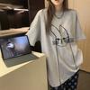 Sommermode Minimalistisch Altersreduzierend Rundhals Print Locker Lässig Einfarbig Vielseitig Oversize Kurzarm T-Shirt