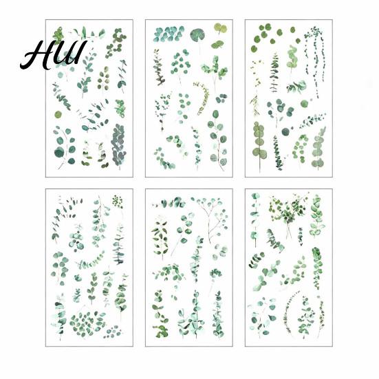 Floral Plant Decals 6 Sheets/Set Natural Flower Scrapbook Stickers, Waterproof PVC Plants Decals, Hand-painted Stickers Transparent Decorative for DIY