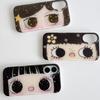 Phone Case for Samsung Galaxy S25 S24 S23 S22 S21 FE Ultra Plus 4G 5G Feather Texture Back Cover Kawaii Cute Black Big Eyes Cool