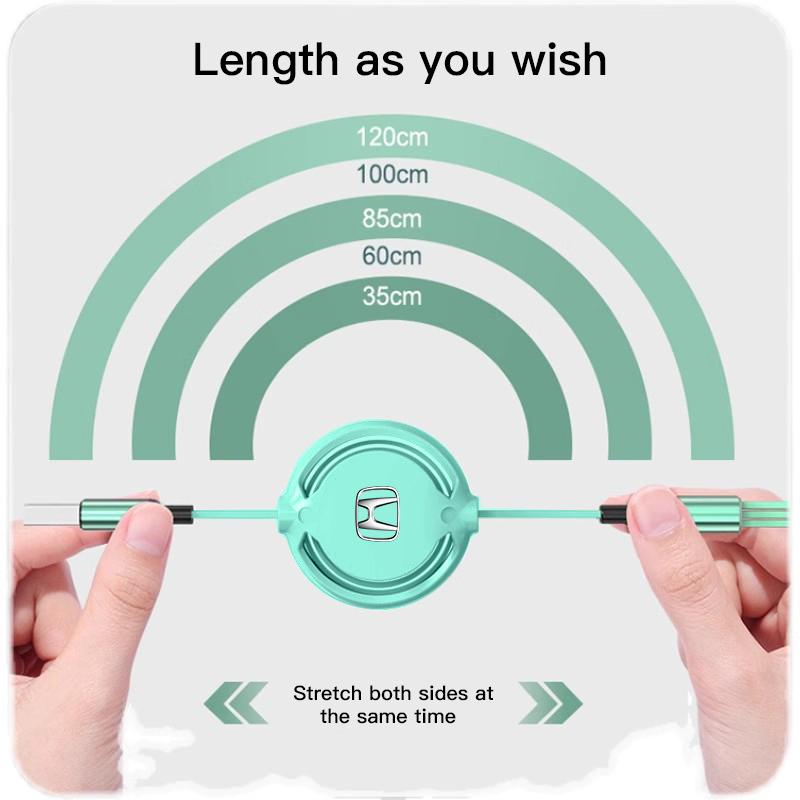 ARB1 Car Interior Charging Data Cable Scalable 3 In 1 Phone Charger For Honda FIT civic accord jazz pilot CRV odyssey HRV Vezel CRZ