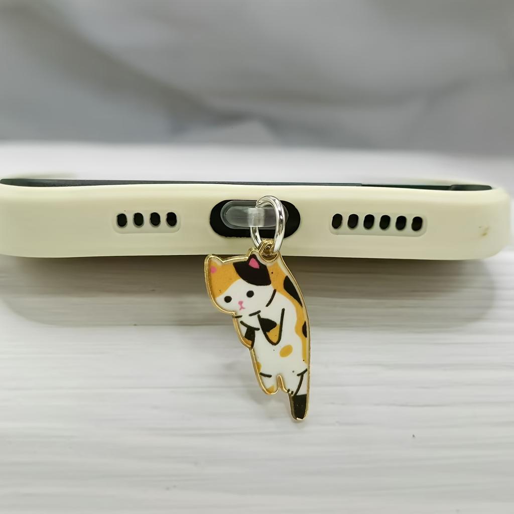 1pc Cute Cartoon Cat/Alloy/Hanging Ornament/Mobile Phone Dust Plug/Suitable for IPhone/Type-C Port/Festival Gift/Couple Gift