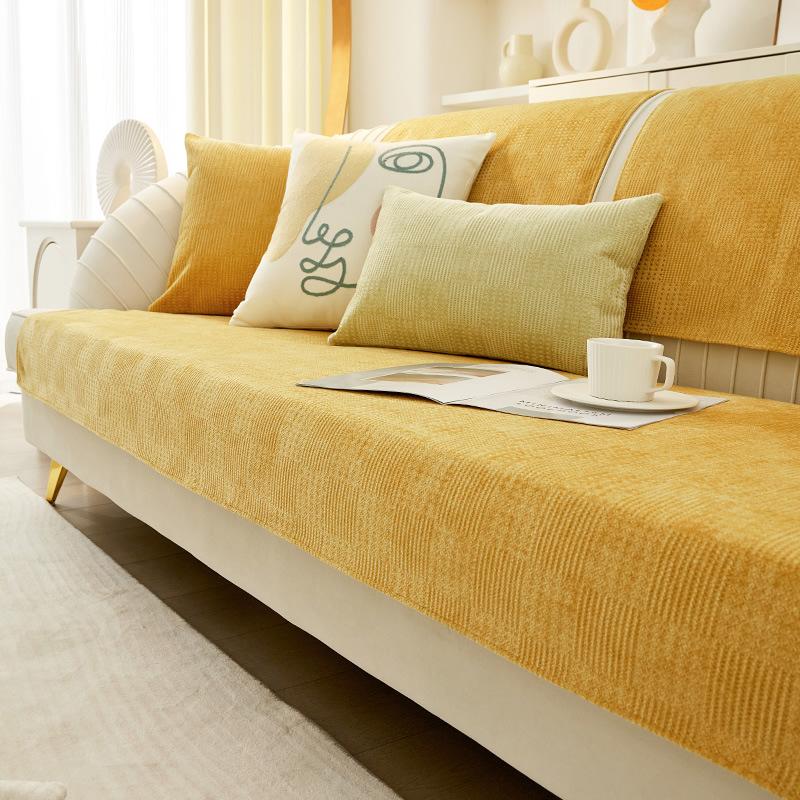 Sofa Cushion Four Seasons Universal Non-slip Simple Modern Cushion Net Red Waffle Living Room Backrest Towel Leather Sofa Cover Cover
