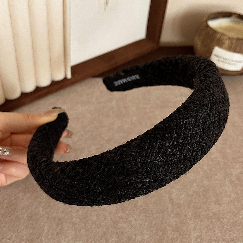 

2026 Winter Korean Fashion Hairbands Headband Women Girls Scrunchies Hair Head Hoop Band Accessories Headdress Headwear Ornament Wide 3.5 cm чорний