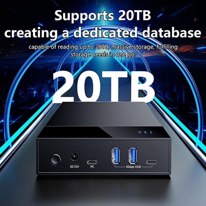 Festplattengehäuse-Dock mit 2x USB3.0 5Gbps Schnellübertragung Für 3,5" & 2,5" Laufwerke USB 3.0 DC12V Anschluss