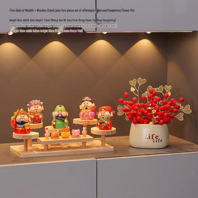 Handun Five-Way God of Wealth Decoration Set