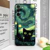 Künstlerische Schwarze Katze Sternennacht Handyhülle für Samsung S24 S23 S22 S21 S20FE Plus Ultra Cover für Samsung Galaxy S25 Edge Fundas