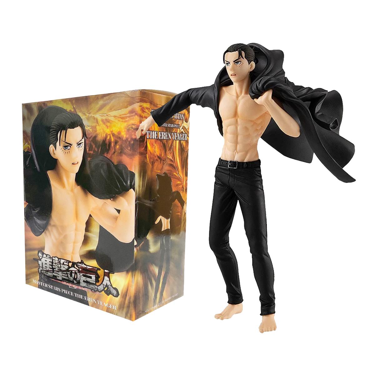 Anime Eren Jaeger Figure Final Season Black Cloak Dress Up Figure Toy Anime PVC Action 185mm Figurine Toys Action Figure No box