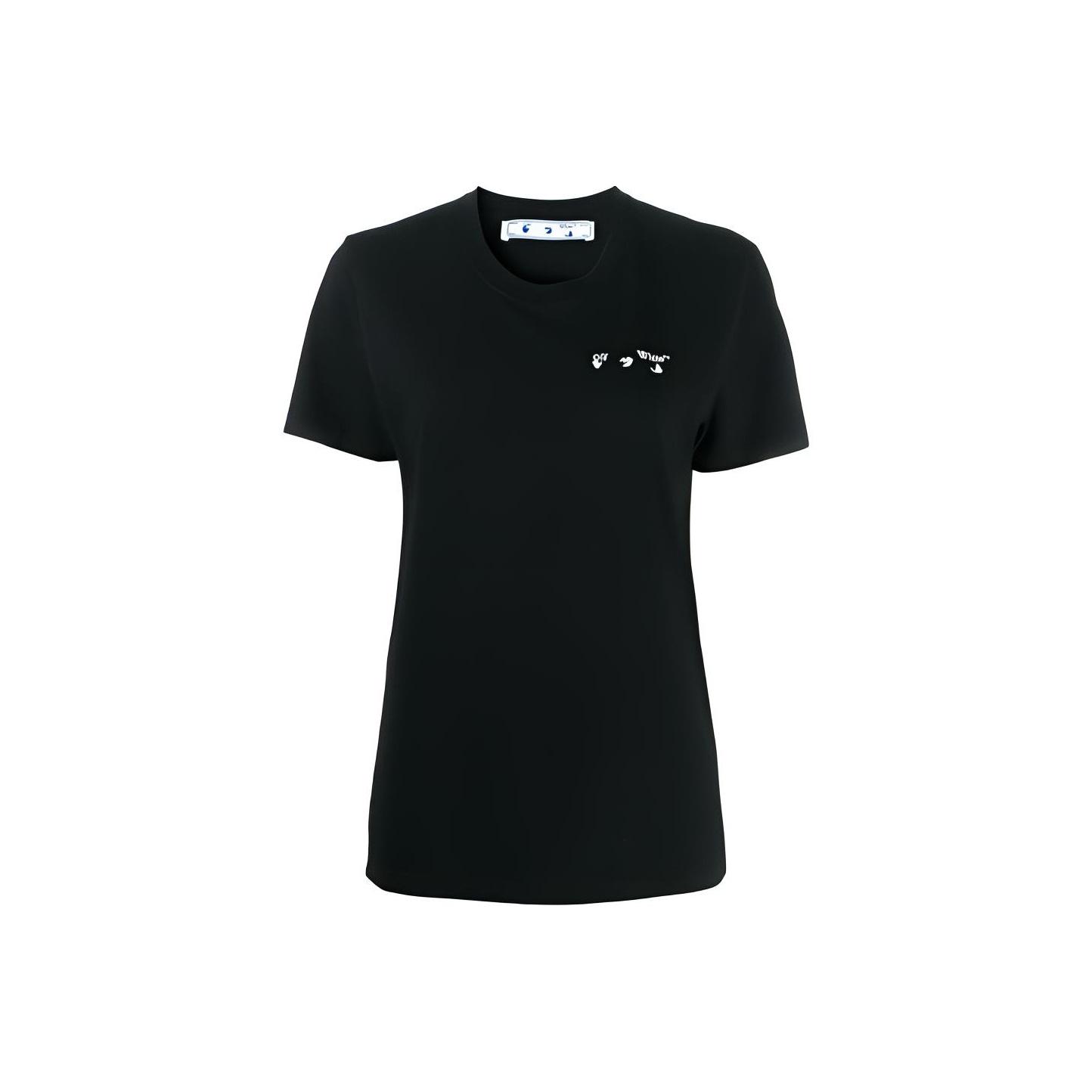 

Off-White Футболка с логотипом, черно-белые женские топы OWAA049E20JER0011001 S