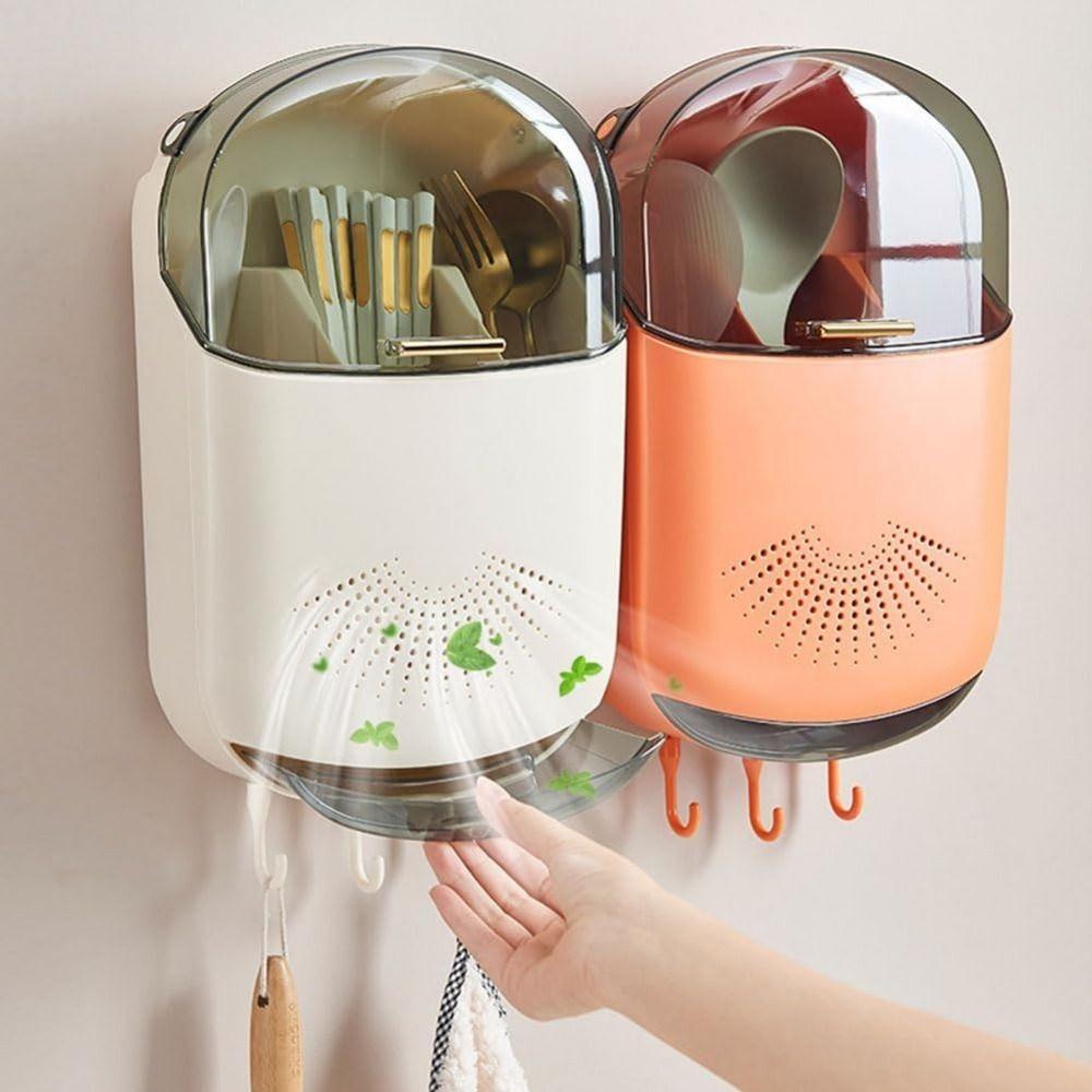 Dustproof Chopstick Rack Wall Mounted Cutlery Organizer Kitchen Storage Box Chopstick Holder Home
