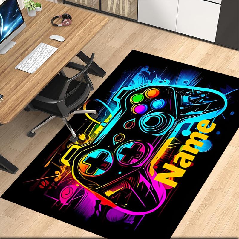 Custom Name Game Controller Printed Carpet, for Office Chair Living Room Bedroom Kitchen Room Decor Gifts.