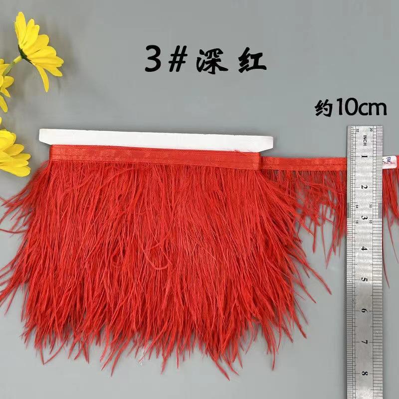 8-10 Ostrich Feather Cloth Edge Colorful Ostrich Hair Dress Performance Accessories Diy Decorative Material Feather Cloth Edge