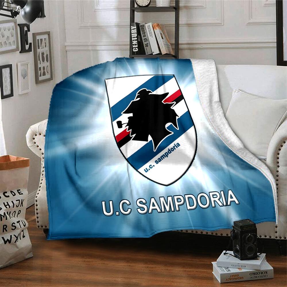 Sam-pdoria Team Crest Design Flannel Blanket, Soft Polyester, Modern Design, All-Season for Camping, Travel, Gifts for holidays or birthdays