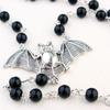 Ankh Kreuz Schwarze Rosenkranzperlen Fledermaus Halskette Gotisch Lange Pulloverkette Schmuck