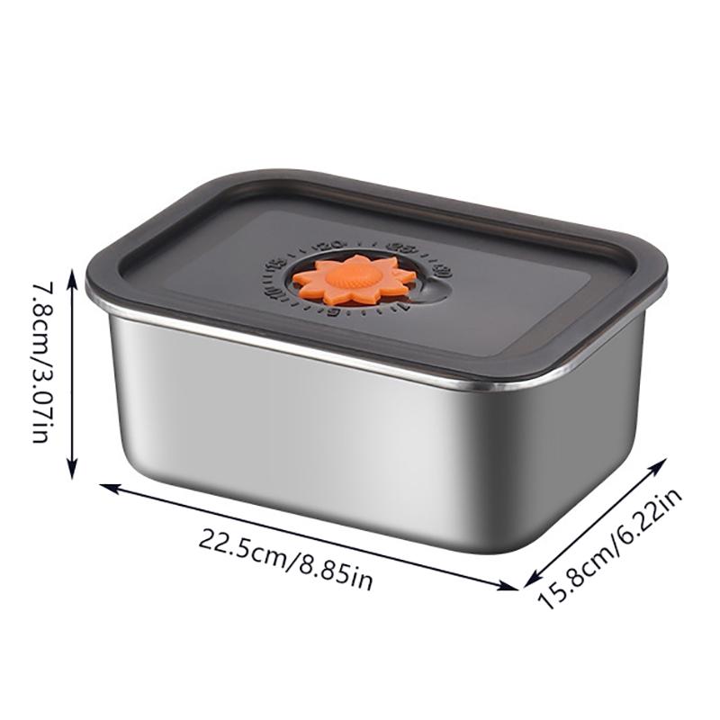 Stainless Steel Food Crisper Sealed Leak-Proof Box Refrigerator Freezer Storage Box Bento Organize Box