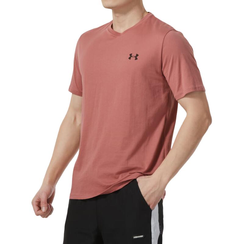 Under Armour American Vintage Logo Print Comfortable Breathable Short Sleeve T-Shirt Men Tops Pink 1370951-604