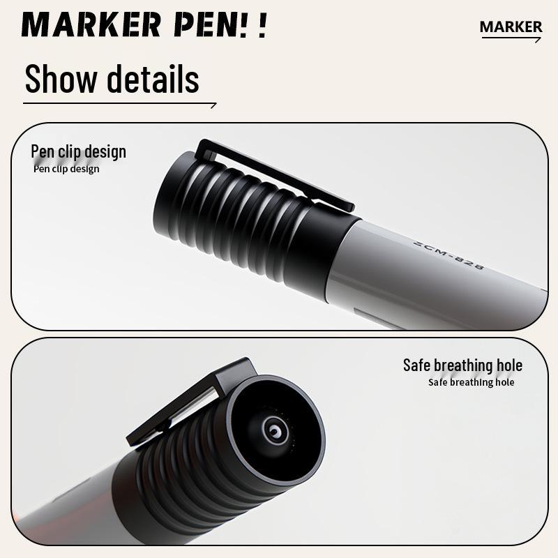 True Color Black Waterproof Broad Tip Marker - Oil-Proof, Non-Fading, Large Capacity, Ideal for Construction.