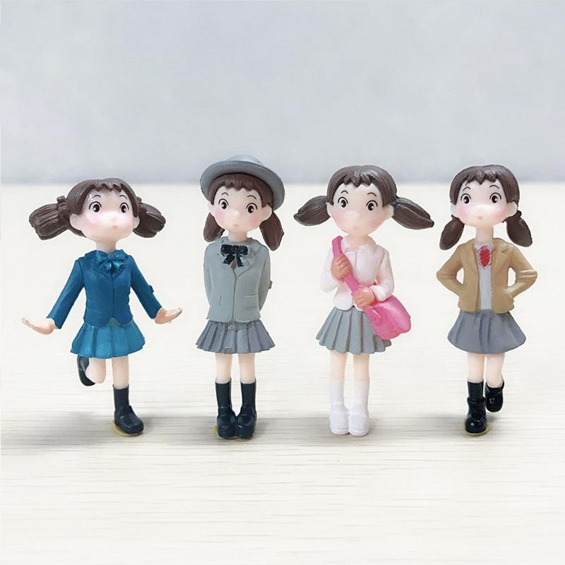 4Pcs Cartoon Girls Figurines Miniature Fairy Garden Ornaments Micro Landscape Crafts Ornament Home Desktop Decoration